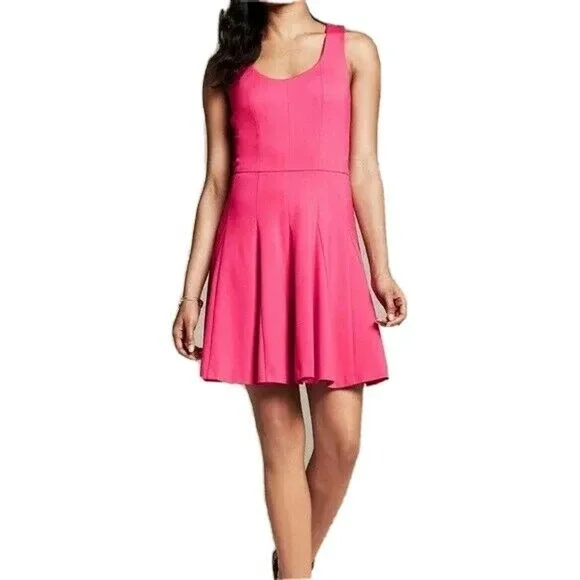 Banana Republic Ponte Skater Dress NEW Fit Flare Criss Cross Back Pink Women 6 Banana Republic Ponte Skater Dress NEW Fit Flare Criss Cross Back Pink Women 6